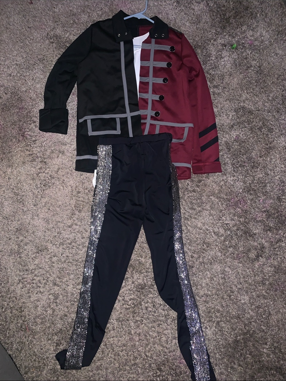 Weissman Black and Burgundy Military-Style Kids Dance Costume